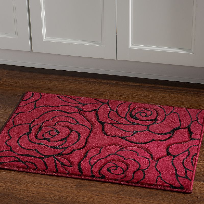 Linon Home Decor Milan Garnet Floral Rug