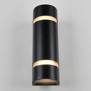 Artika 3-Way Stream Black Modern Outdoor Hardwired Garage and Porch Light Cylinder Sconce AMP71-HDBL