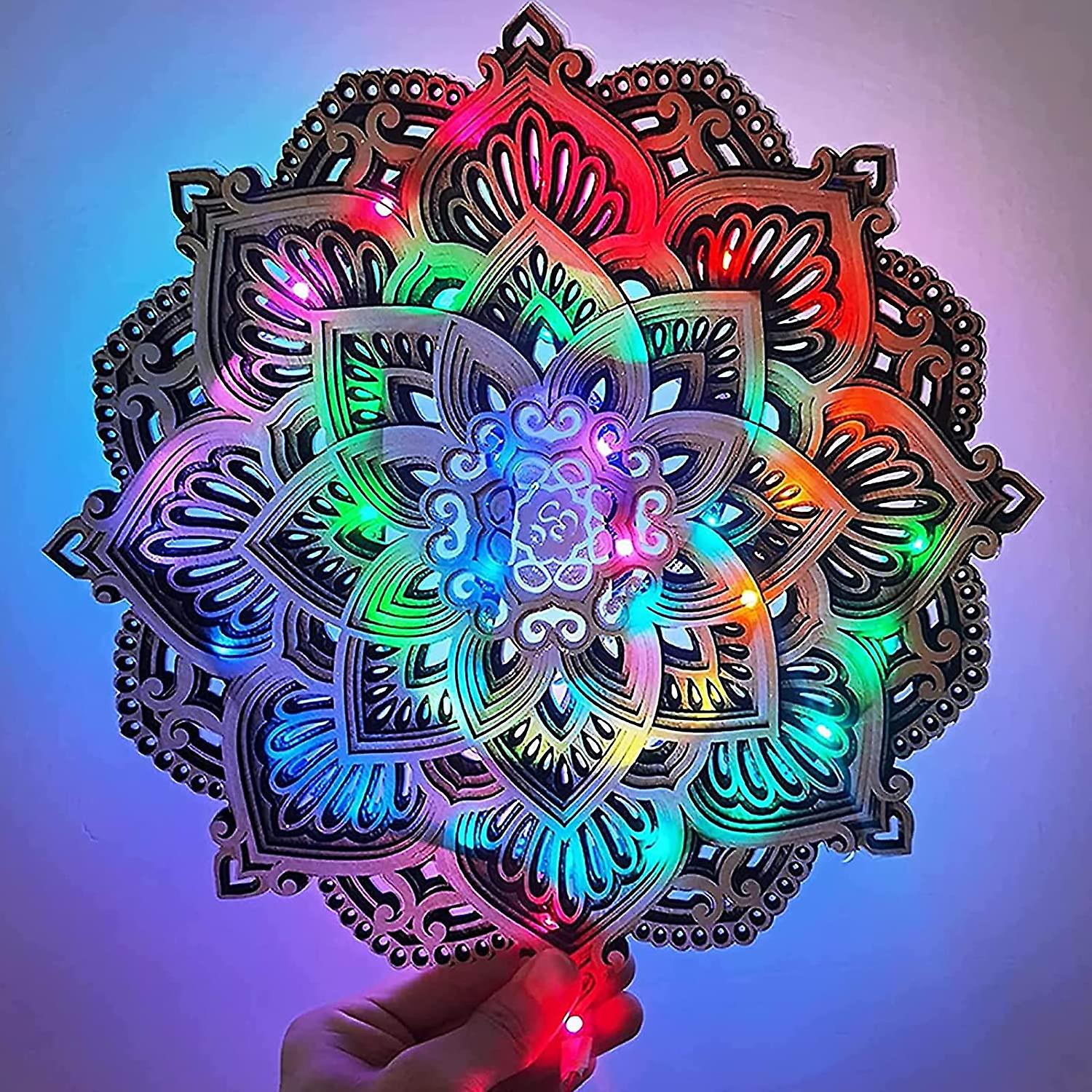 Mandala Yoga Room Night Light Color Changing Battery Powered Yoga Room Led Lamp Atmosphere Home Decor