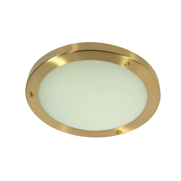 Oaks RONDO/30 SB Rondo Satin Brass Bathroom Modern Round Flush Light 305mm