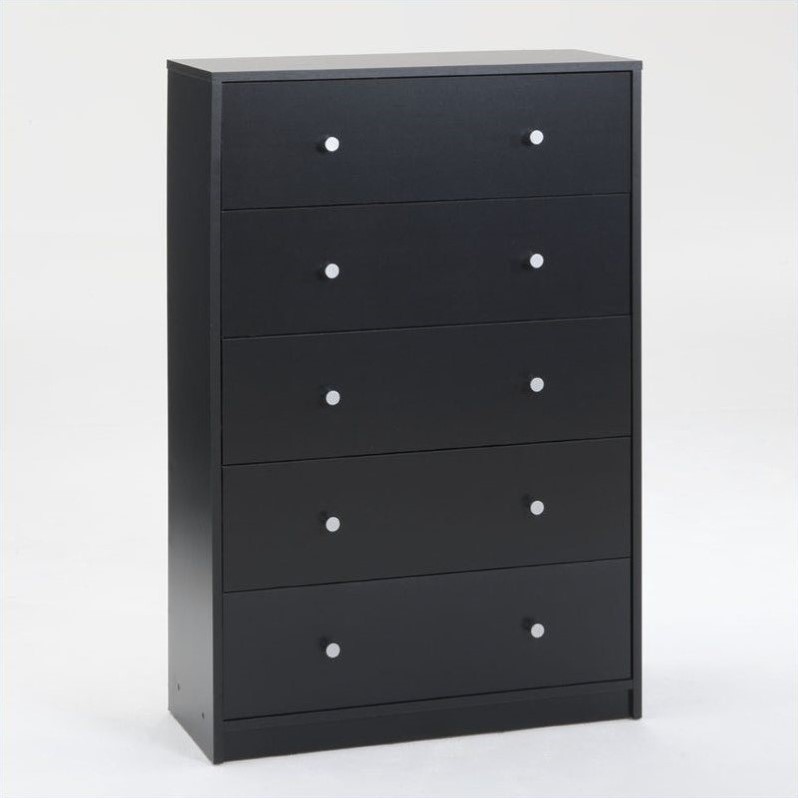 Atlin Designs Contemporary 5 Drawer Engineered Wood Chest in Black   Transitional   Dressers   by Homesquare  Houzz