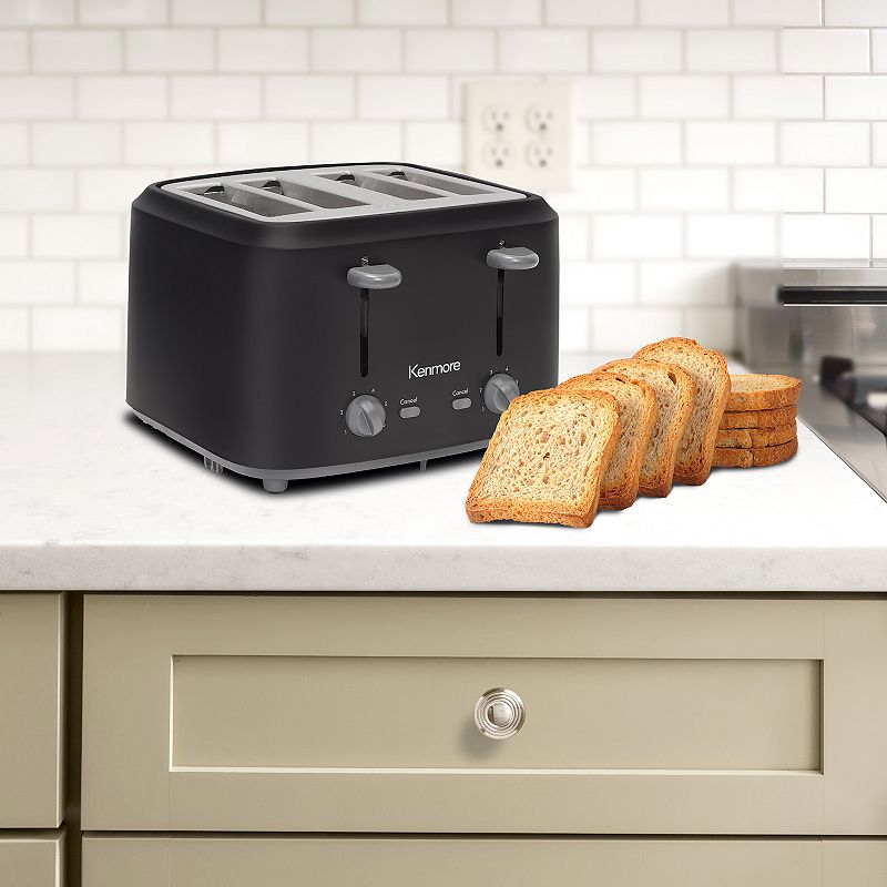 Kenmore 4-Slice Dual Control Matte Black Stainless Steel Toaster