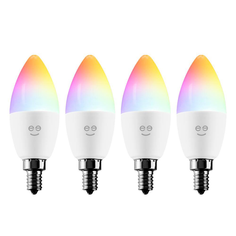 Geeni 40-Watt Equivalent Wi-Fi Smart B11 Edison Multicolor Tunable White LED Light Bulb(4-Pack) GN-BW425-999