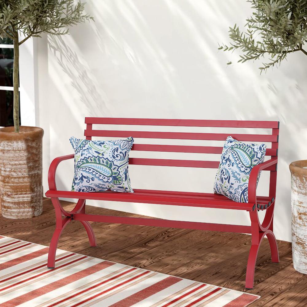 MF Studio Outdoor Durable Steel Bench  Red