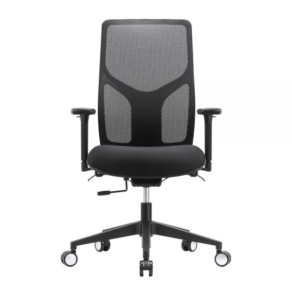 WorkPro 4000 Series Multifunction Ergonomic Mesh/Fabric High-Back Executive Chair， Black/Black