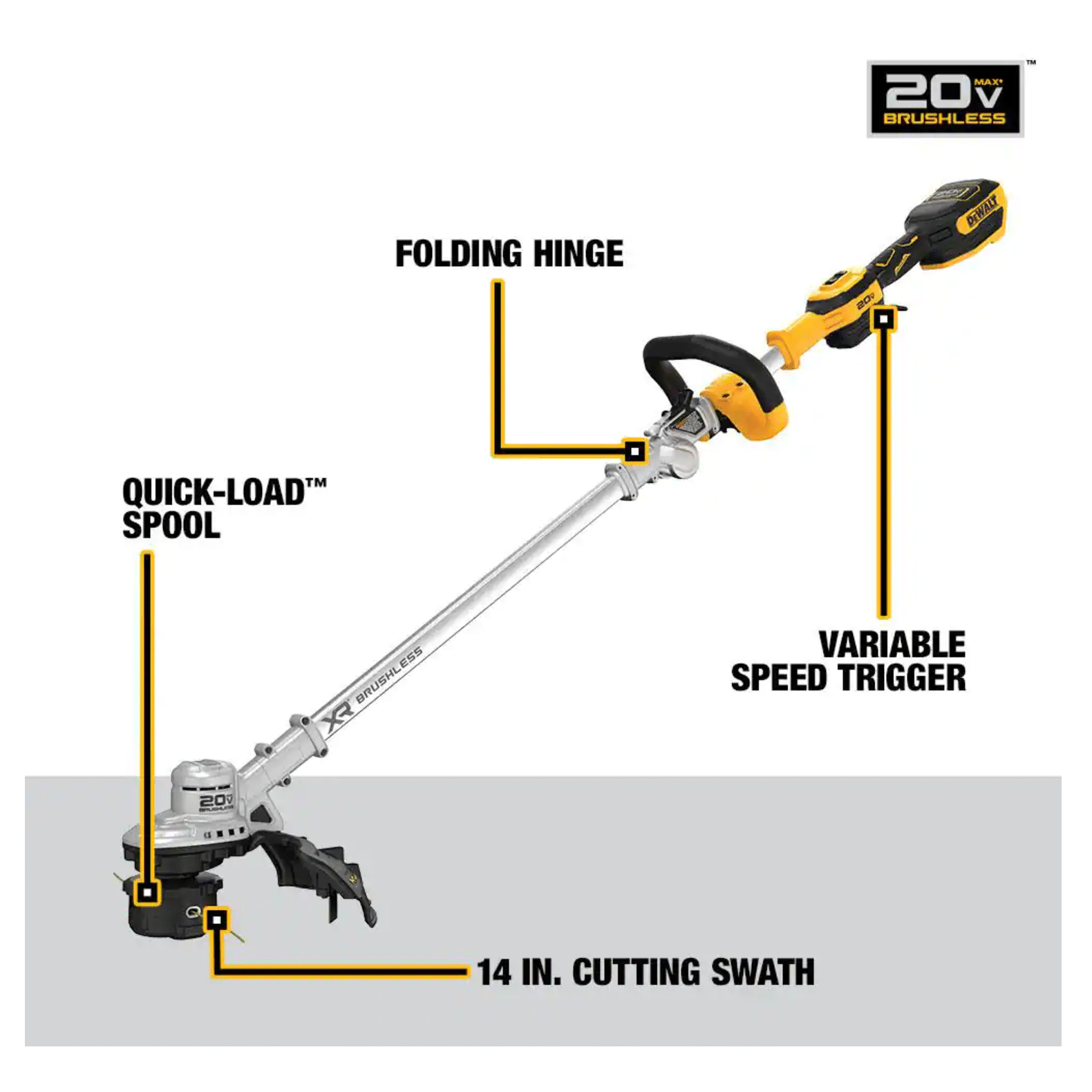 Dewalt 20v Max Lithium-Ion Brushless Cordless String Trimmer with (1) 5.0Ah Battery and Charger Included (DCST922P1)