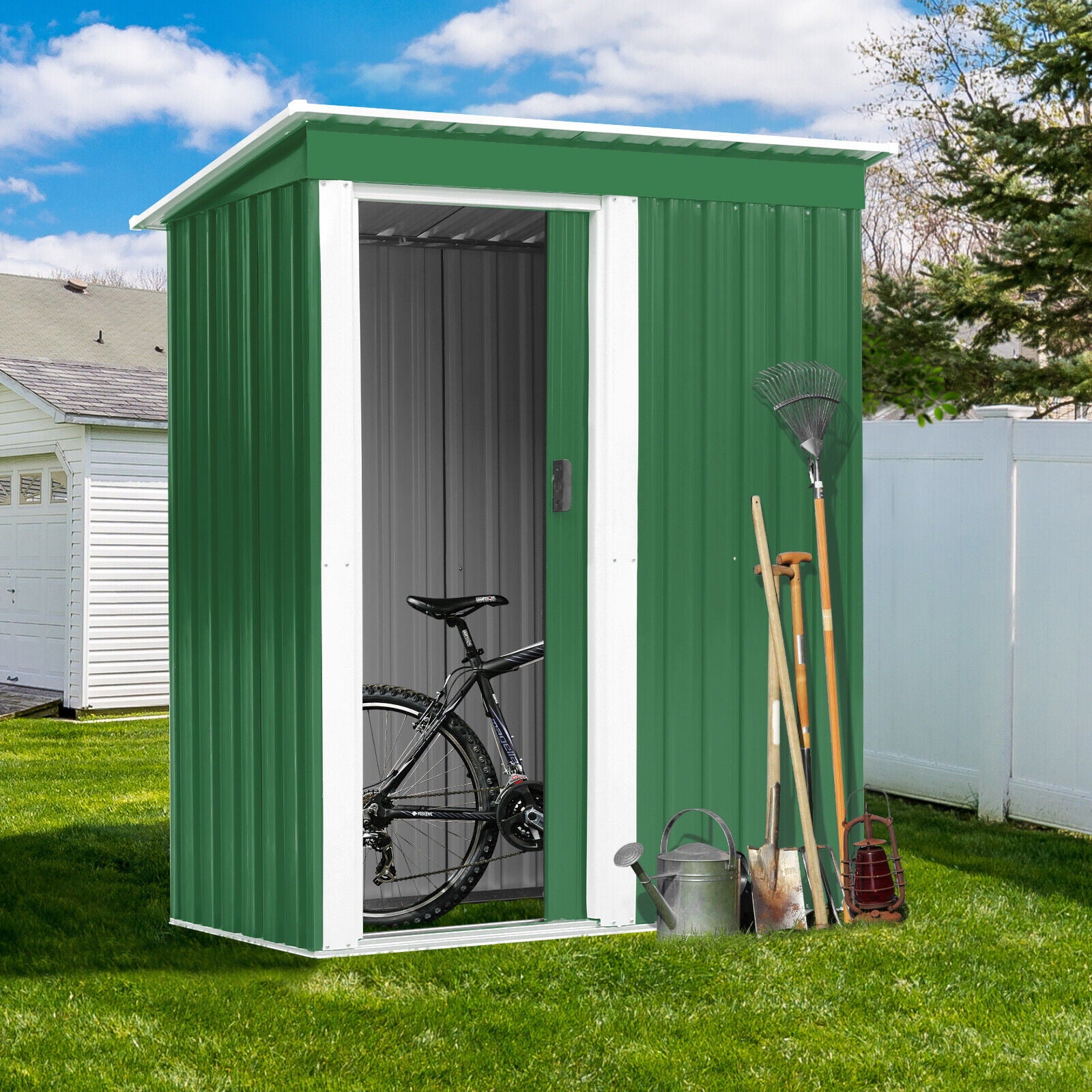 OKVAC 5' x 3' Outdoor Metal Storage Shed Lockable Garden Tools House