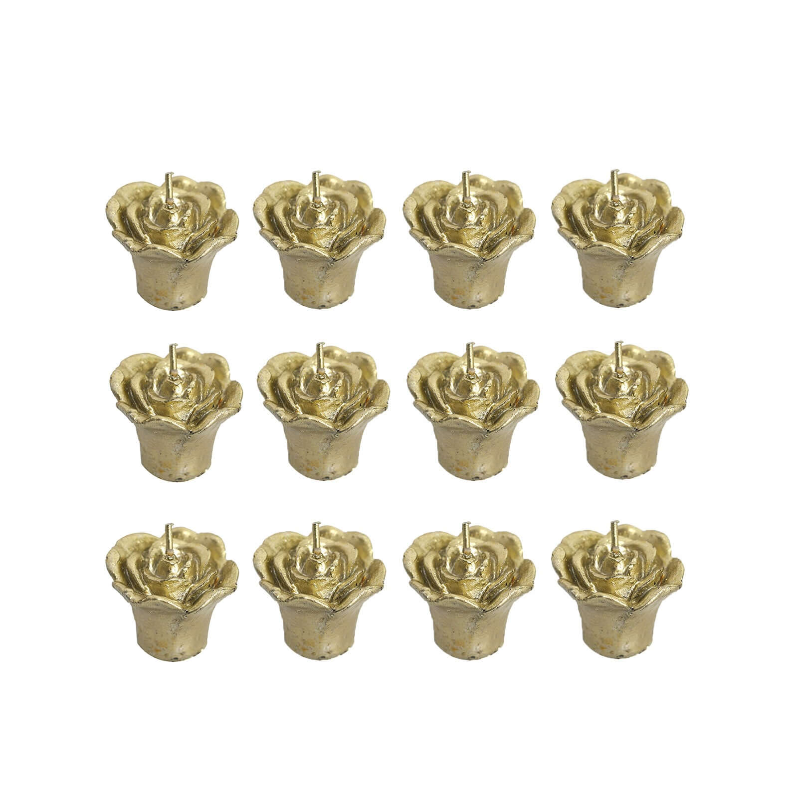 12 Pack Gold Mini Rose Flower Floating Candles Wedding Vase Fillers 1