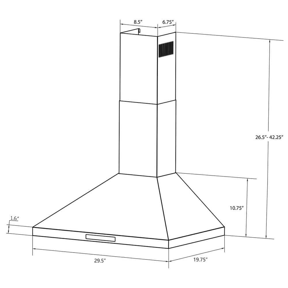 AKDY 30 in 217 CFM Convertible Kitchen Wall Mount Range Hood in Black Painted Stainless Steel with Lights