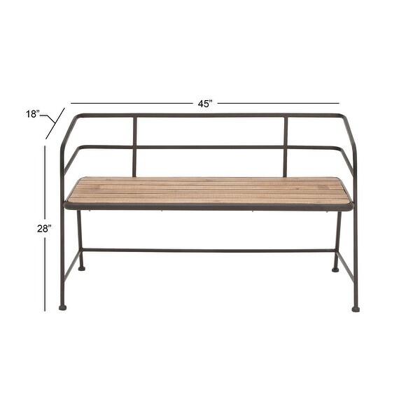 Black Metal Bench with Wood Seat