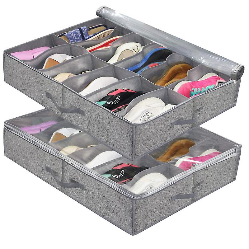 Under Bed Shoe Organizer Shoes Containers Boxes with Clear Cover for Closet