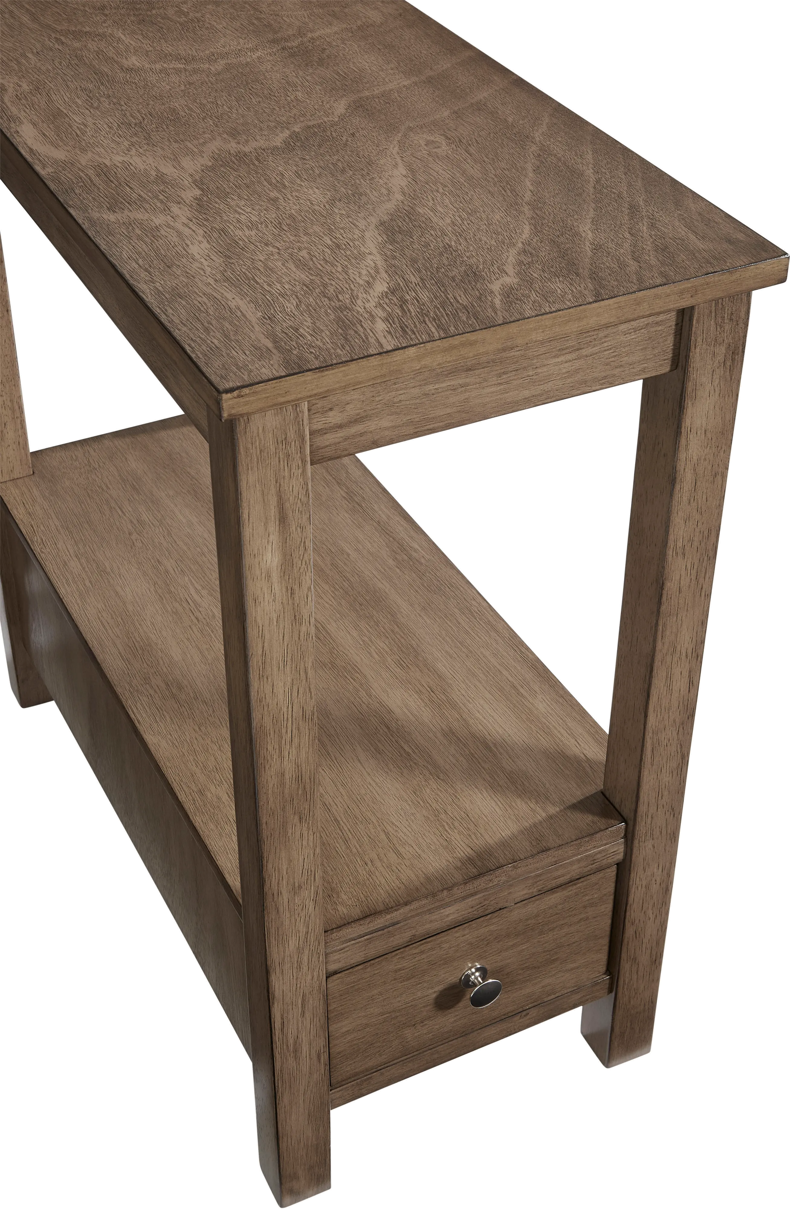 Honey Brown Chairside Table with Drawer