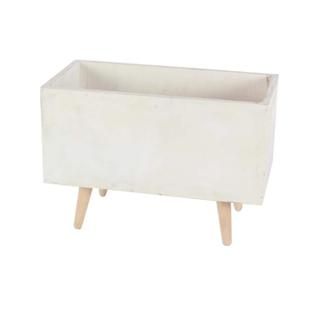 Litton Lane 15 in. x 21 in. White Fiber Clay Contemporary Planter (Set of 2) 46465