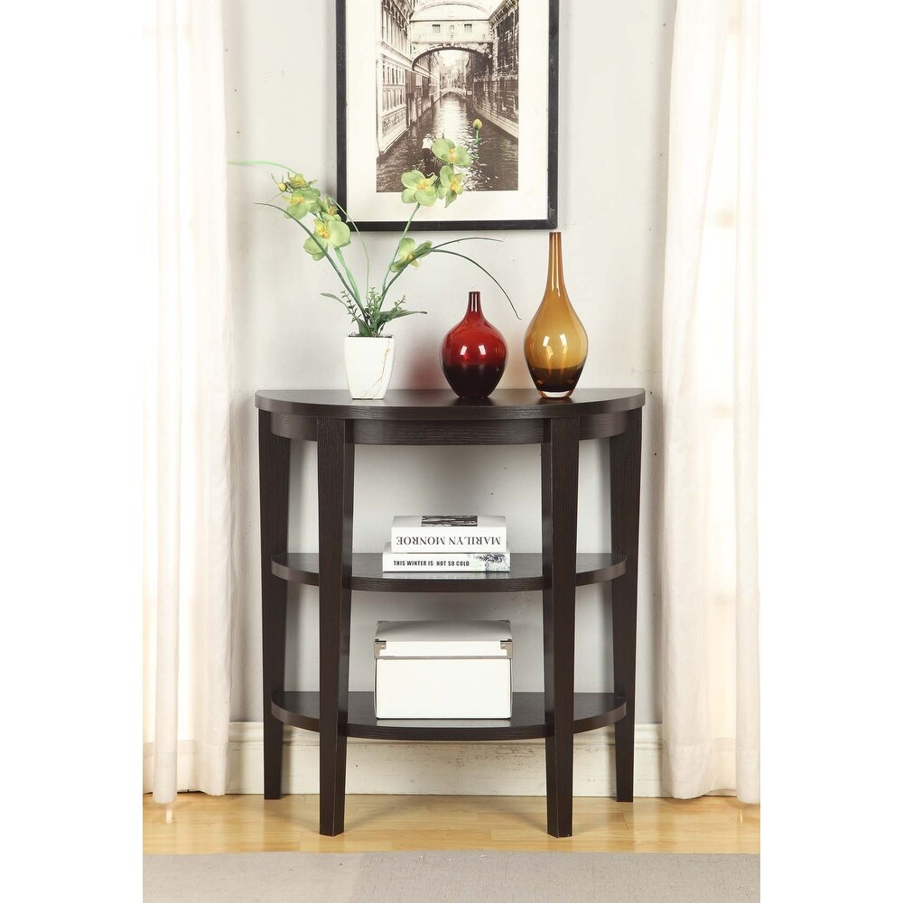 Convenience Concepts Newport Half Circle Console Table with Shelves