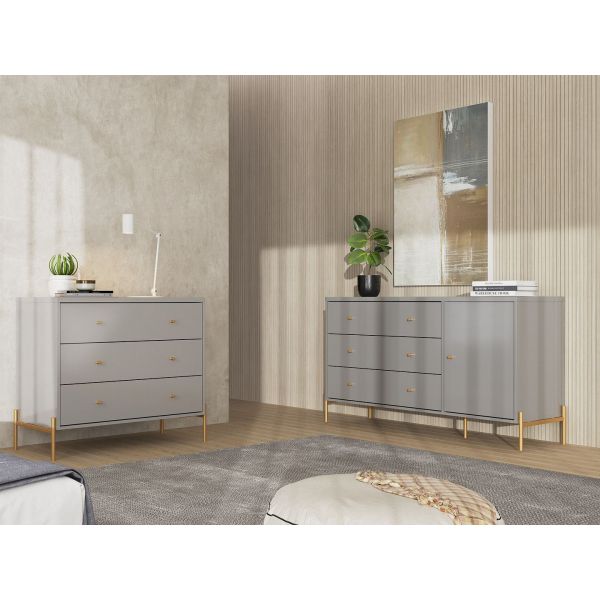 Jasper Sideboard Dresser and Classic Dresser Set of 2 in Grey