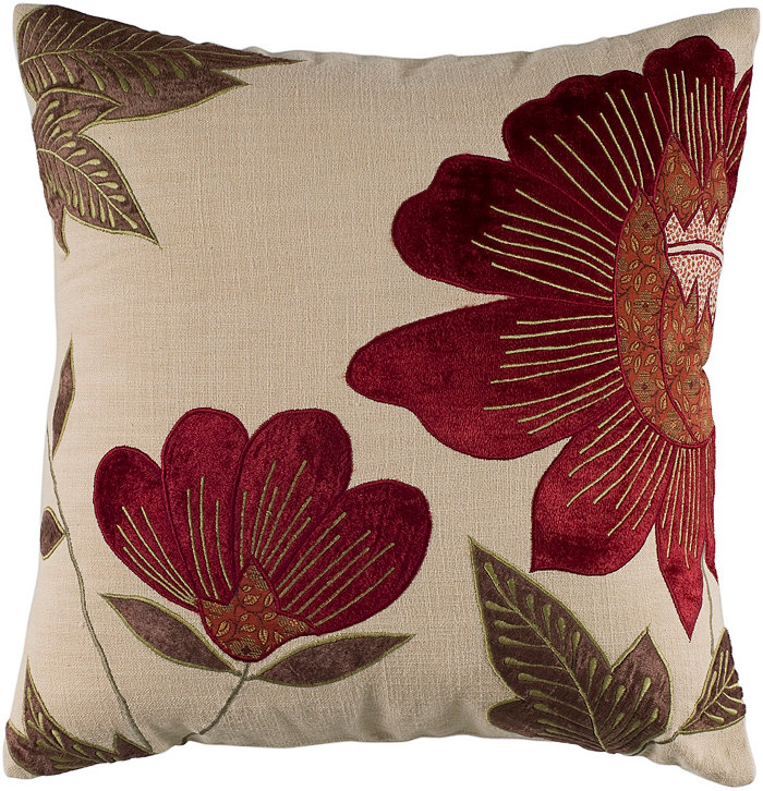 Rizzy Home Floral Polyester Filled Decorative Pillow， 18