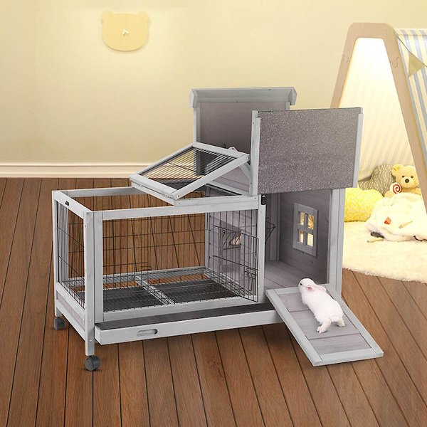 Aivituvin 28.3-in Indoor and Outdoor Wheeled Rabbit Hutch