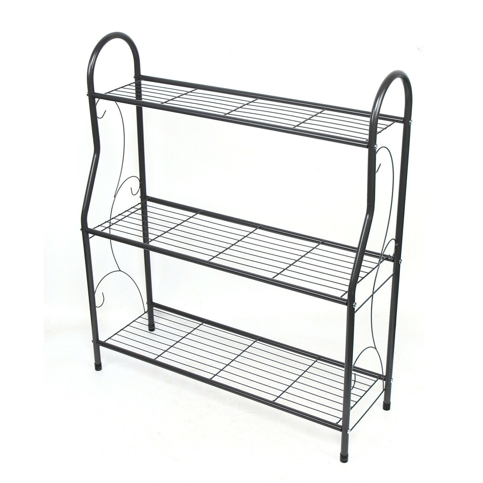 3 Tier Metal Flower Pot Plant Stand Rack Corner Shelves