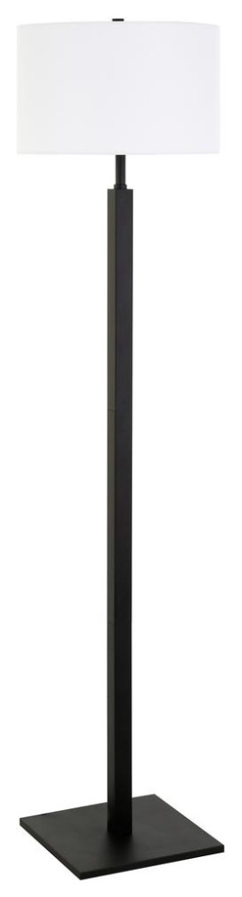 Flaherty 62.32 Tall Floor Lamp with Fabric Shade in Blackened Bronze/White   Transitional   Entertainment Centers And Tv Stands   by BisonOffice  Houzz