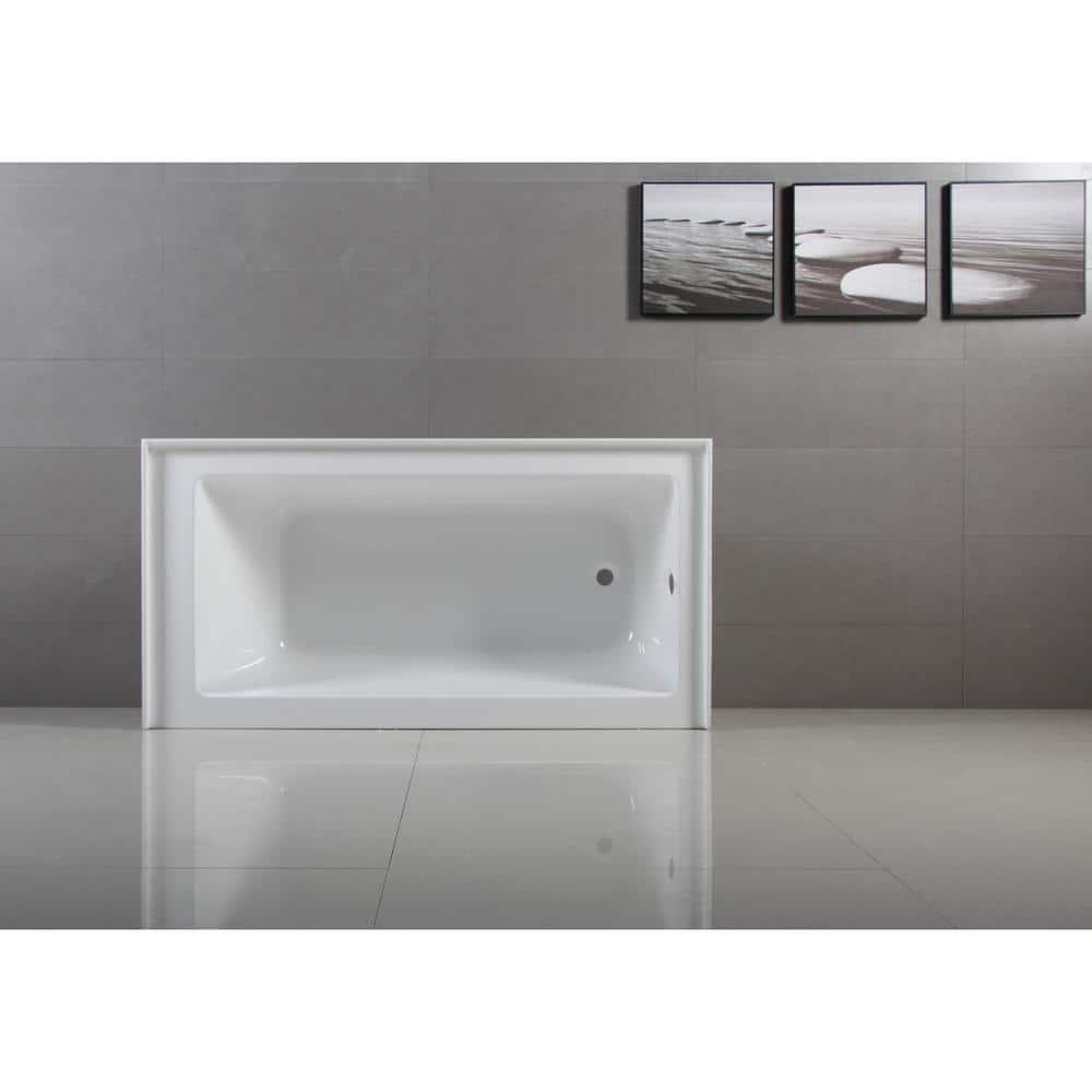 Aqua Eden Ella 60 in Acrylic RightHand Drain Rectangular Alcove Bathtub in White