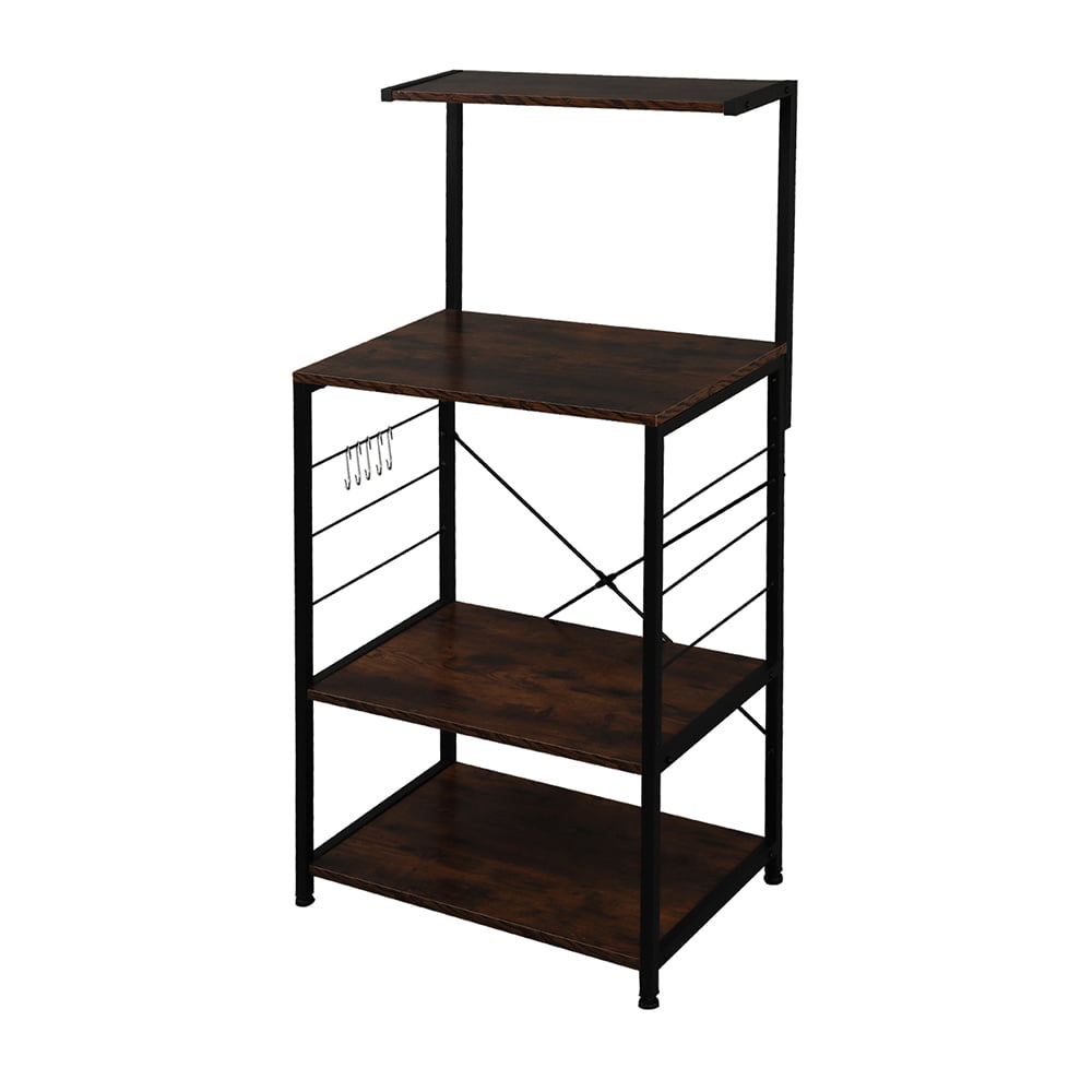 Kmowoo Wooden Kitchen Shelf， Baker's Rack 4 Tier Shelves， Vintage Color