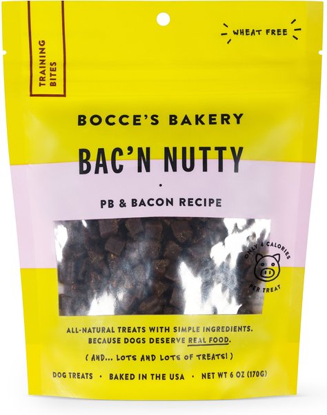 Bocce's Bakery Bac'n Nutty PB and Bacon Training Bites Dog Treats