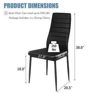 Costway Black Modern Leather Dinning Chairs Metal Side Chair for Dinning Room Kitchen(Set of 4) HW65985-22