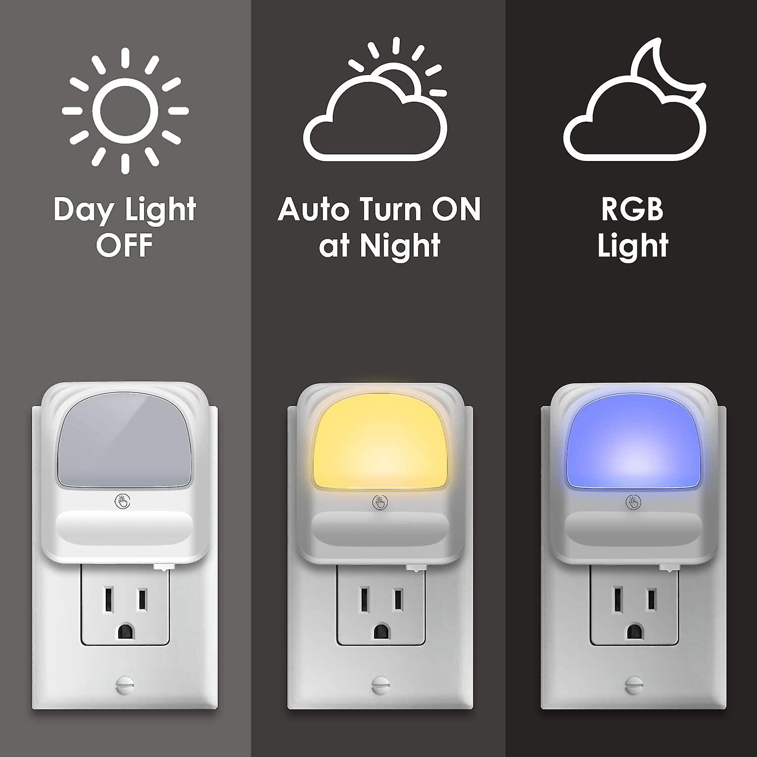 Plug In Night Light For Kids Dimmable - Color Changing Led Nightlight， Dusk To Dawn， Warm White Night Light For Baby Room， Bedroom， Hallway， Kitchen，