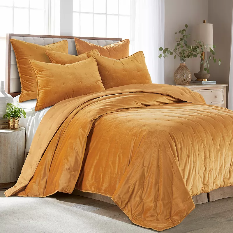 Levtex Home Birch Hill Calabria Velvet Ochre Quilt or Shams