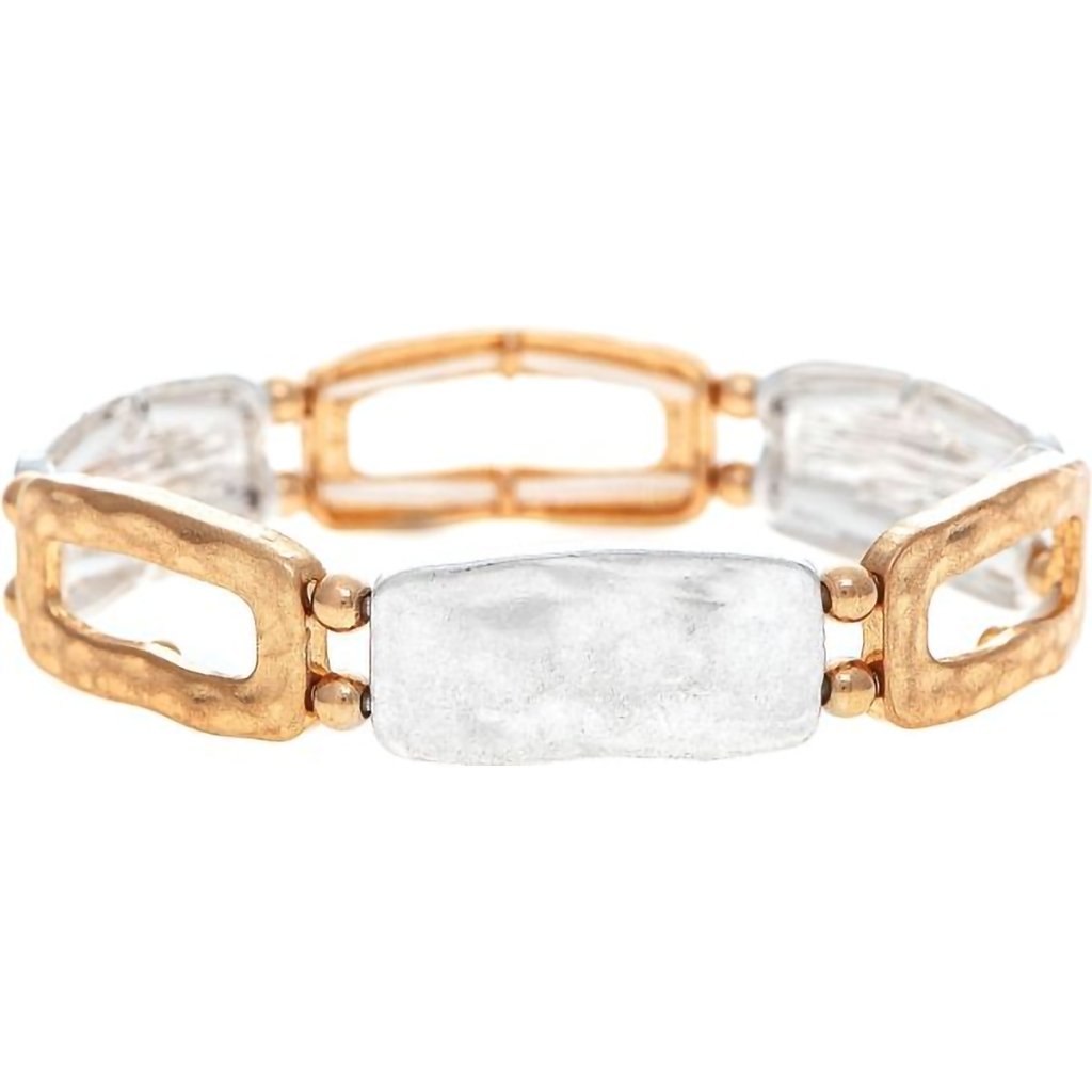 Rain  Two Tone Open Bar Rectangle Links Bracelet