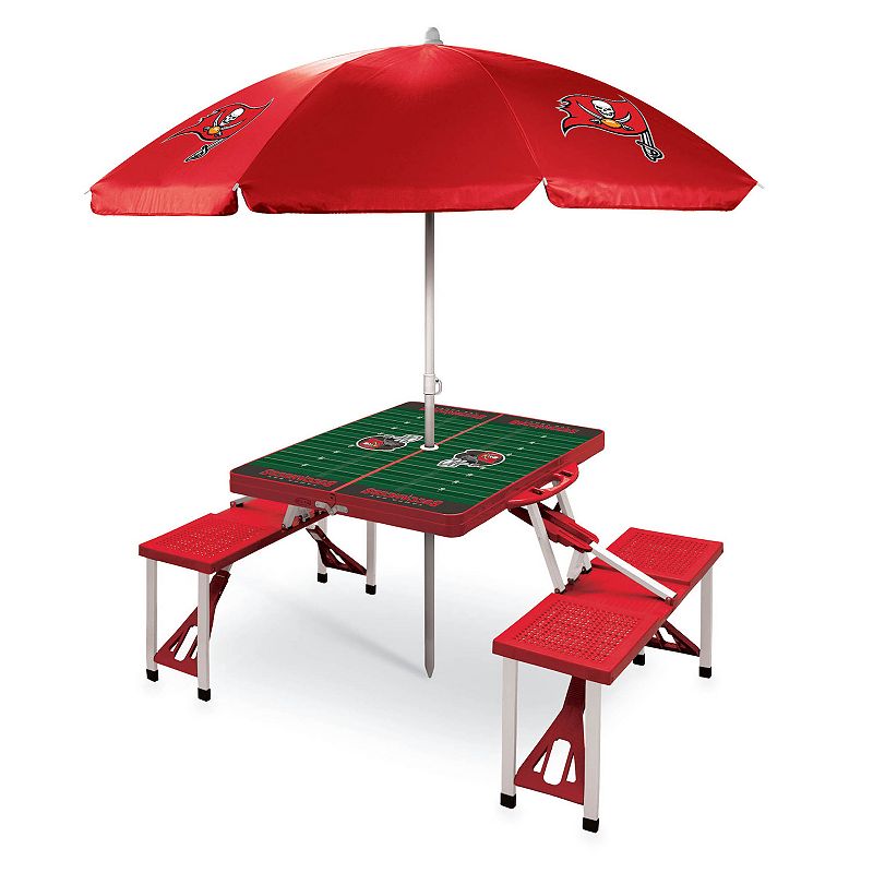 Picnic Time Tampa Bay Buccaneers Portable Folding Table with Umbrella