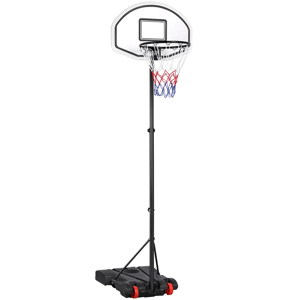 Easyfashion Height Adjustable Portable Basketball System Hoop with Wheels and Filled Base， Black