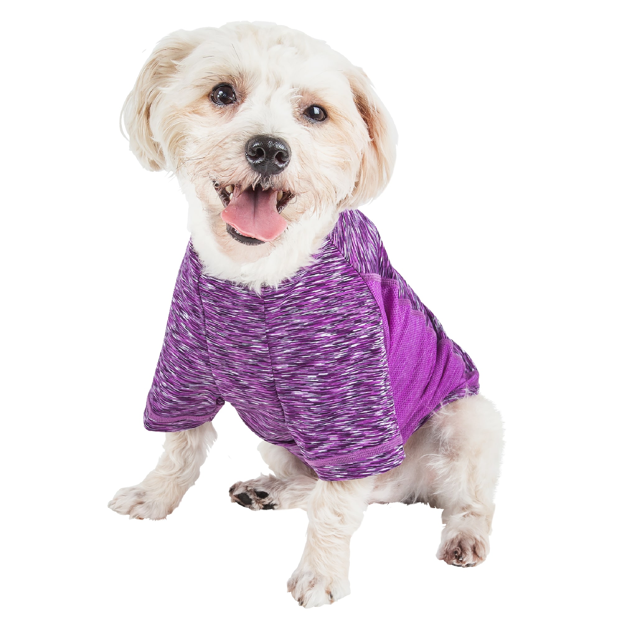 Pet Life Purple Active Warf Speed Heathered Ultra-Stretch Sporty Performance Dog T-Shirt， X-Small