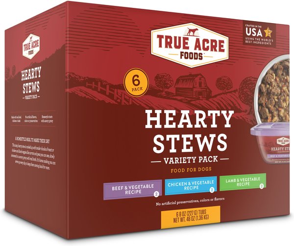 True Acre Foods Hearty Stews Variety Pack， Chicken and Vegetable Recipe， Lamb and Vegetable Recipe， Beef and Vegetable Recipe Wet Dog Food