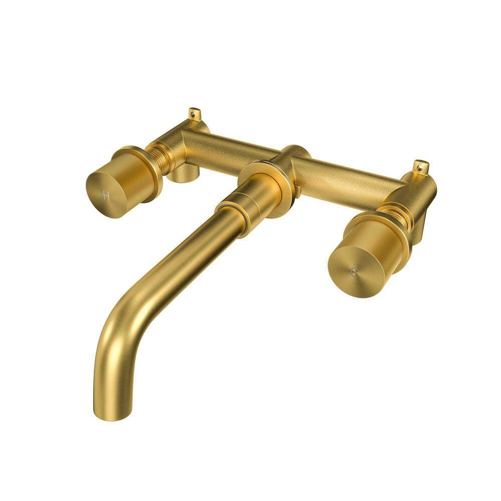 Mondawe Alexa Double-Handle Wall Mounted Faucet in Brushed Gold for Bathroom Vanity Laundry (1-Pack) WF-2382-BGI