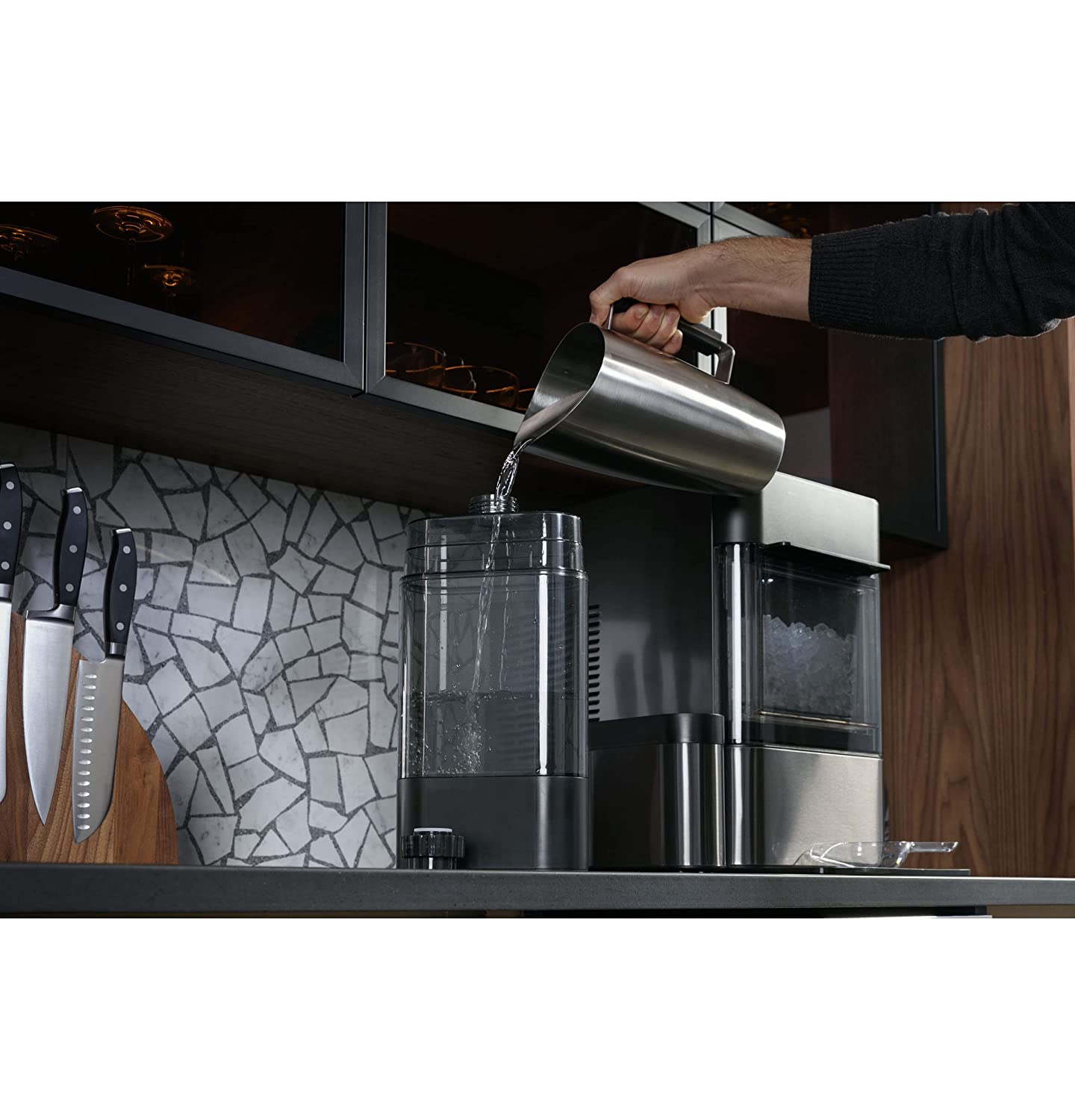 GE Profile Opal 2.0 | Countertop Nugget Ice Maker | Ice Machine with WiFi Connectivity | Smart Home Kitchen Essentials | Black Stainless