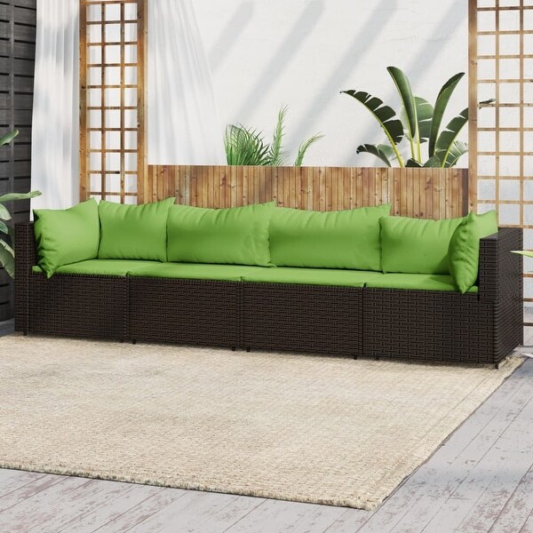 vidaXL Patio Lounge Set with Cushions Brown/Black/Gray Poly Rattan