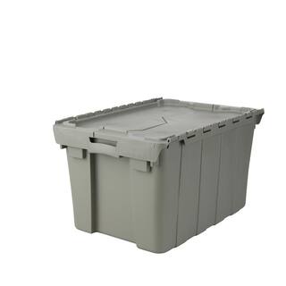 HDX 12 Gal. Commercial Flip Top Storage Tote in Gray 206202