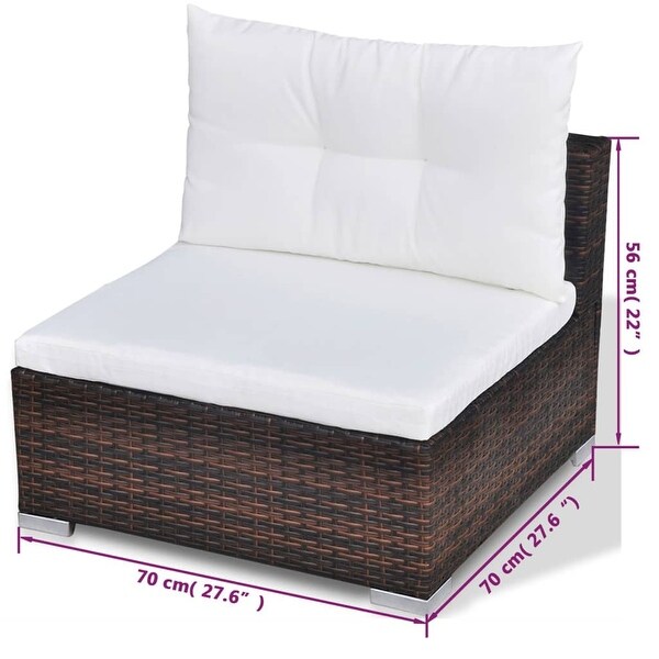 10 Piece Patio Lounge Set with Cushions Poly Rattan Brown - Overstock - 37574144