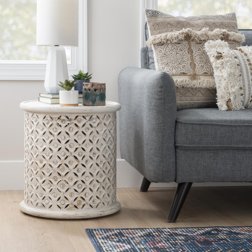 Inora Side Table White   Farmhouse   Side Tables And End Tables   by GwG Outlet  Houzz