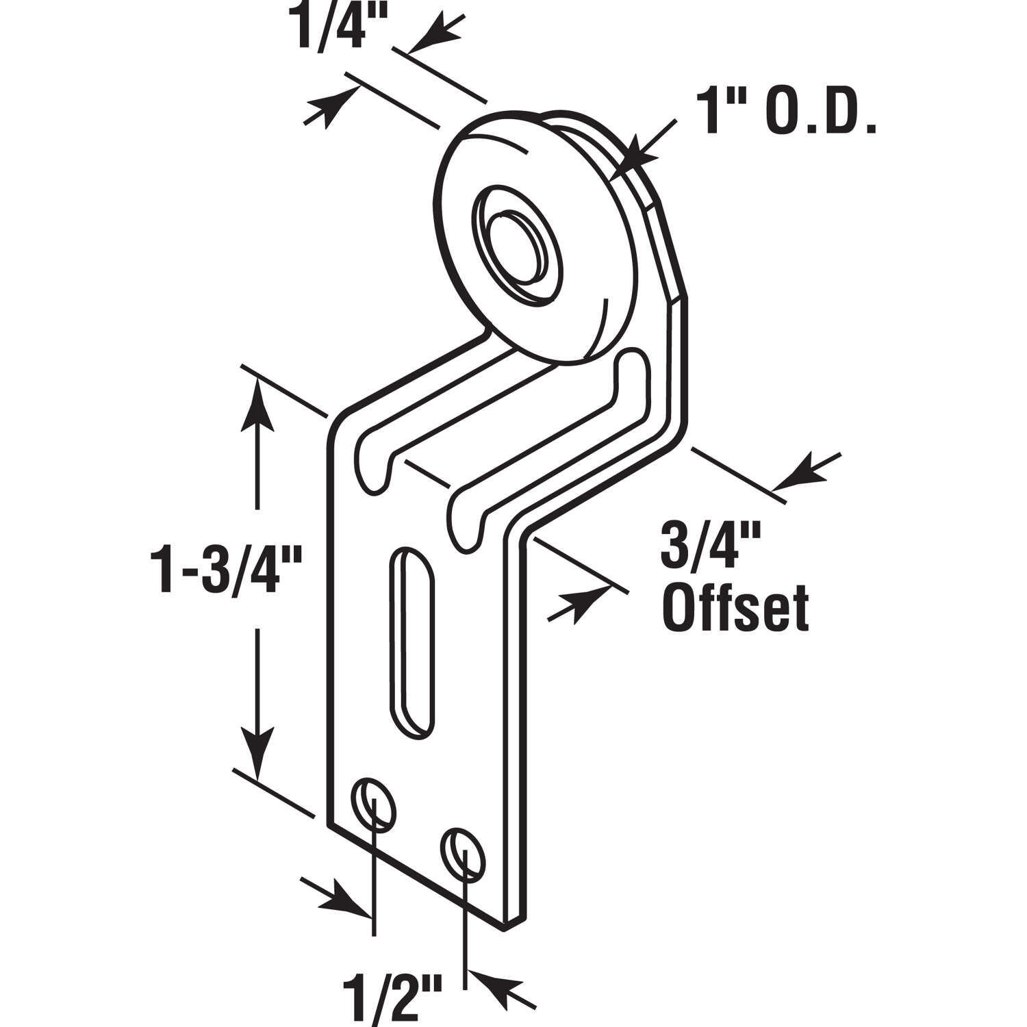 Prime-Line 1 in. D X 1/4 in. L Mill Nylon/Steel Wardrobe Door Roller Assembly 2 pk