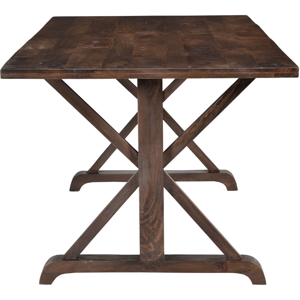 Hanover Annecy Rectangular Mango Wood Dining Table with Trestle Base  76 In. W x 36 In. D x 30 In. H