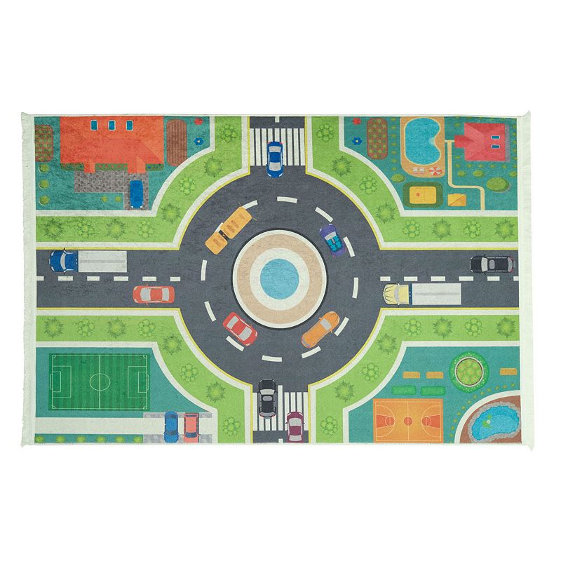 Mother Ruggers Vroom Machine Washable Colorful Kid's Rug