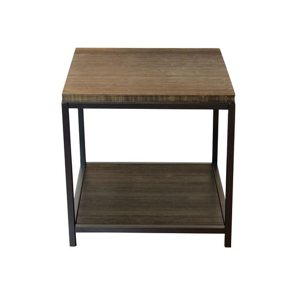 2 Tier Solid Bamboo Steel Frame End Table