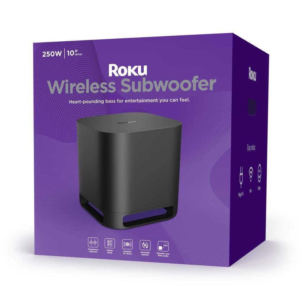 Roku Wireless Subwoofer for Roku TV Surround Sound System in Black 9201R2