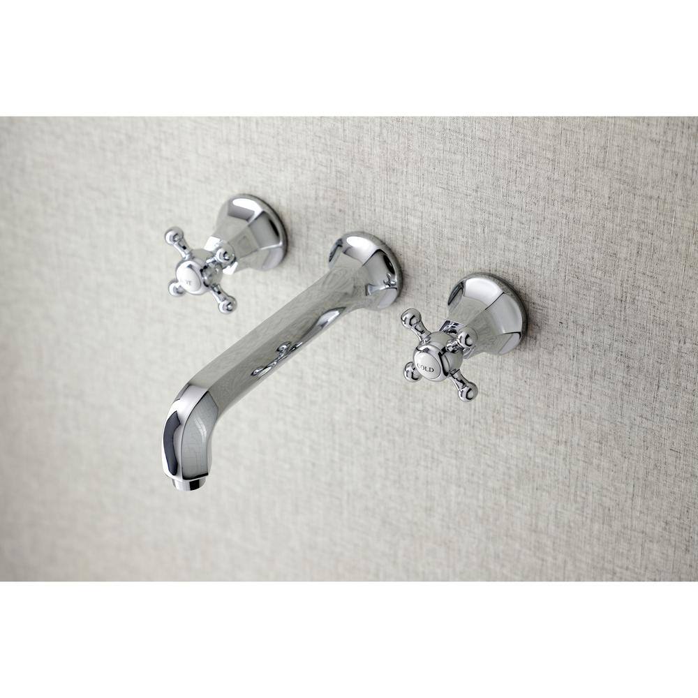 Kingston Brass Metropolitan 2-Handle Wall Mount Bathroom Faucet in Polished Chrome HKS4021BX