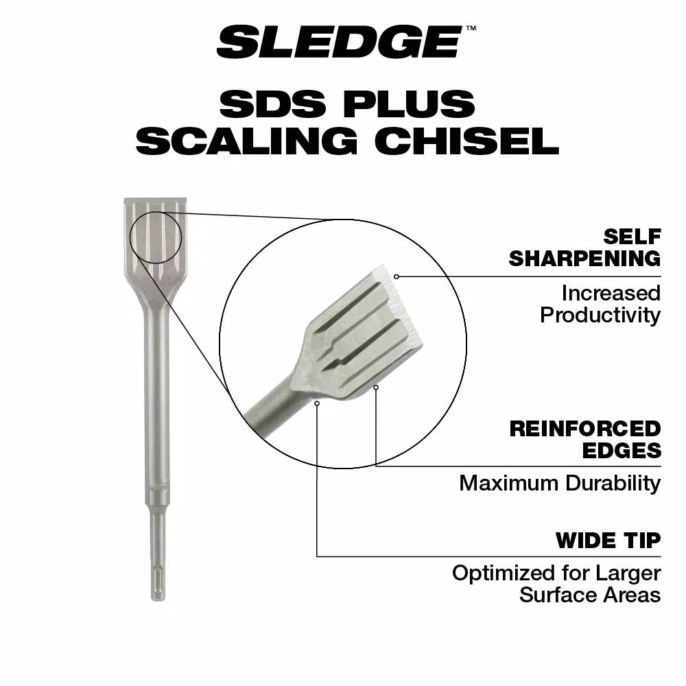 Milwaukee 1-1/2 in. x 10 in. SDS-Plus SLEDGE Steel Scaling Chisel and#8211; XDC Depot