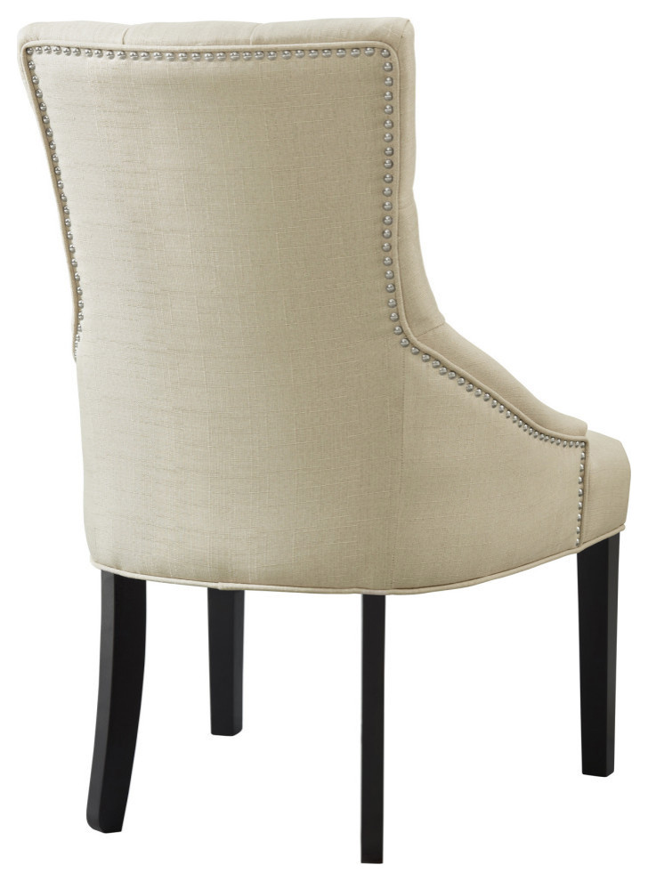 Haeys Tufted Upholstered Dining Chairs  Cream  Set of 2   Transitional   Dining Chairs   by Bolton Furniture  Inc.  Houzz