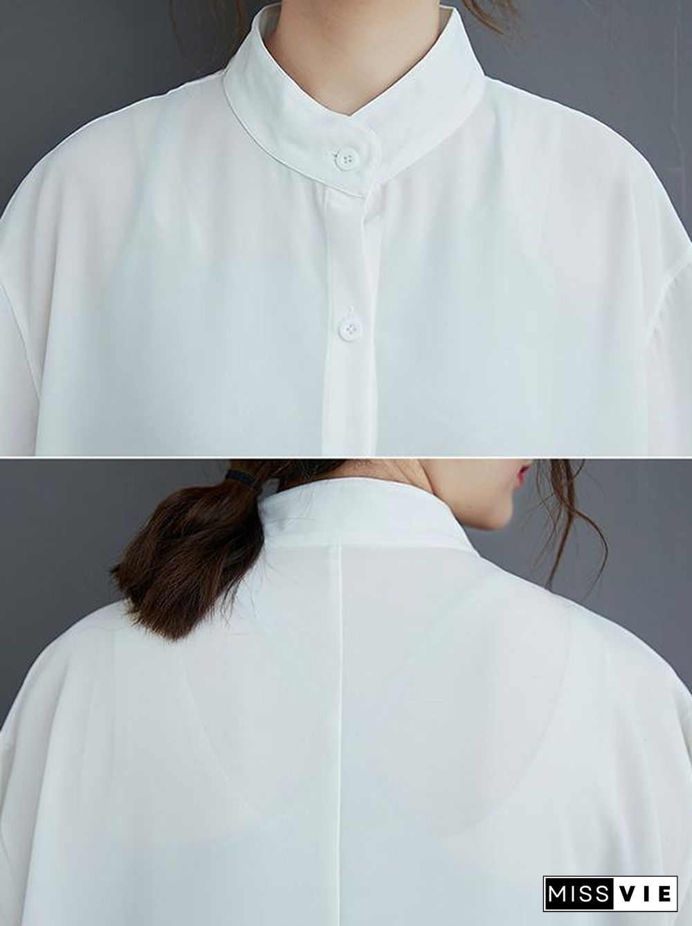 Loose Split-Joint Hollow Solid Long Blouse