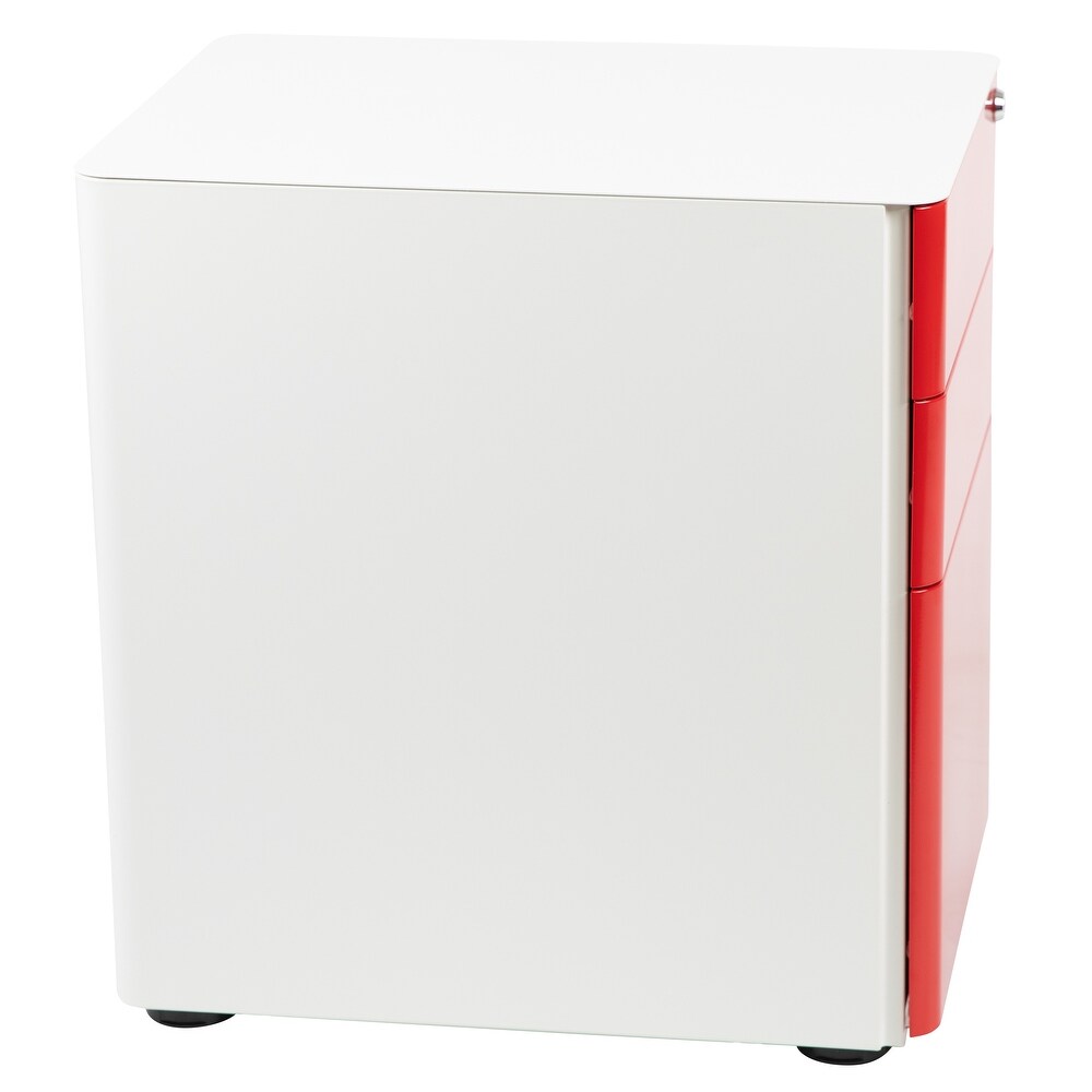 Modern 3 Drawer Mobile Locking Filing Cabinet Storage Organizer